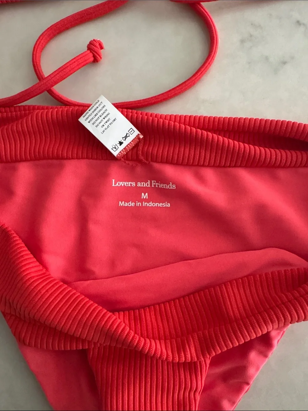 Lovers + Friends Coral-Red Ribbed Bikini Set - Picture 4 of 5